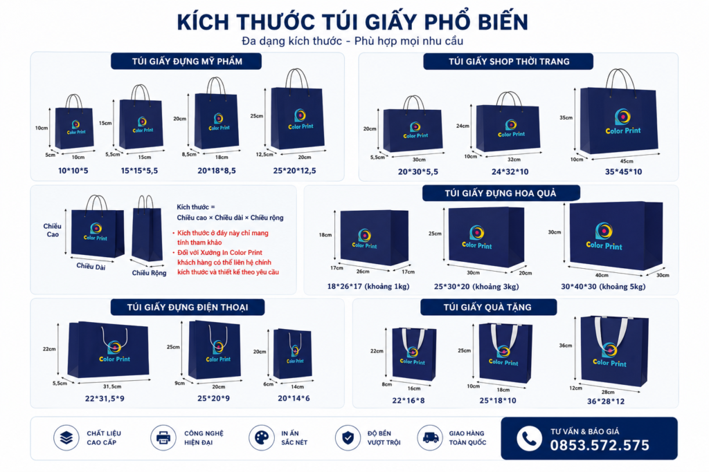 Kích thước túi giấy