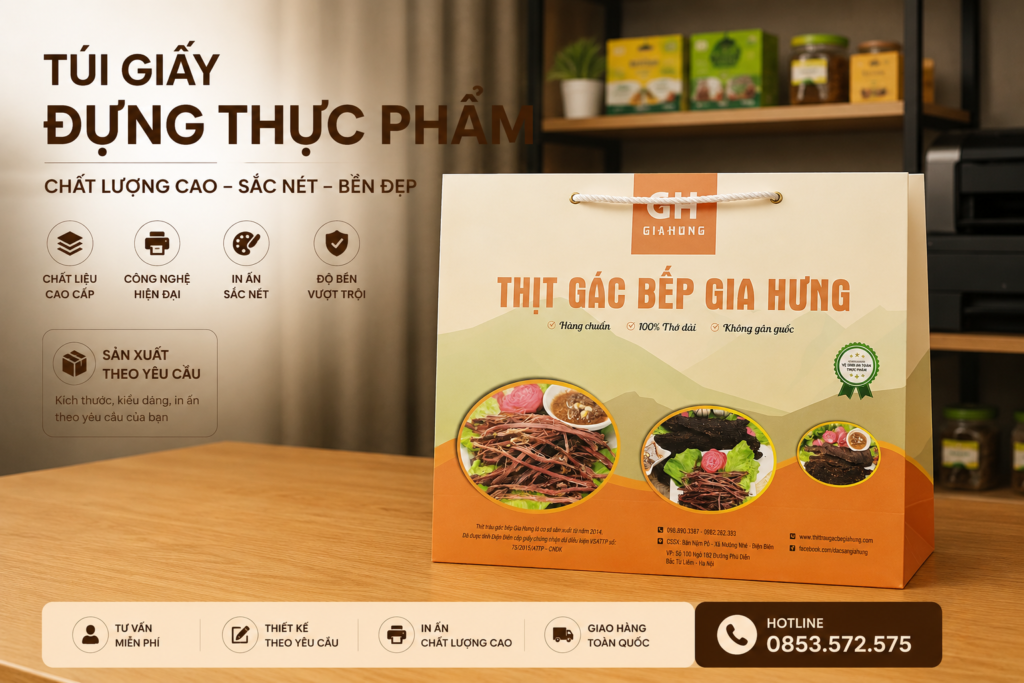 Túi giấy đựng thịt trâu gác bếp