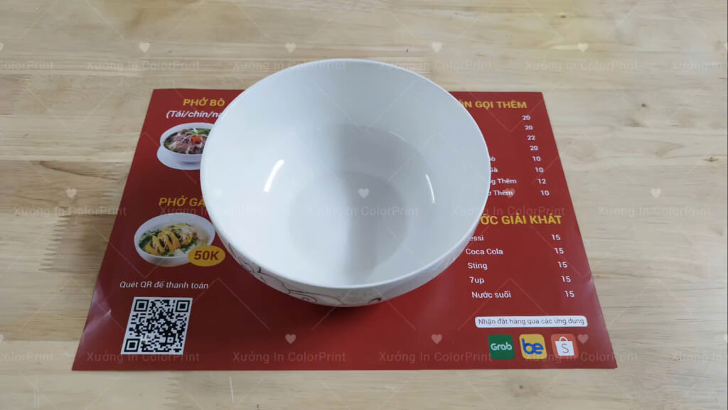 giấy nót bàn quán phở