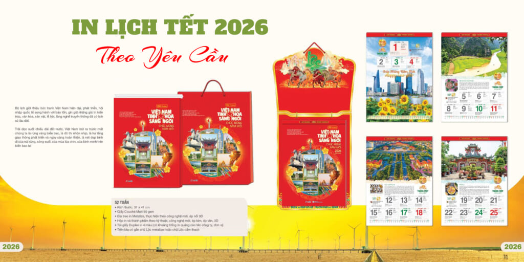 In lịch tết 2026 theo yêu cầu