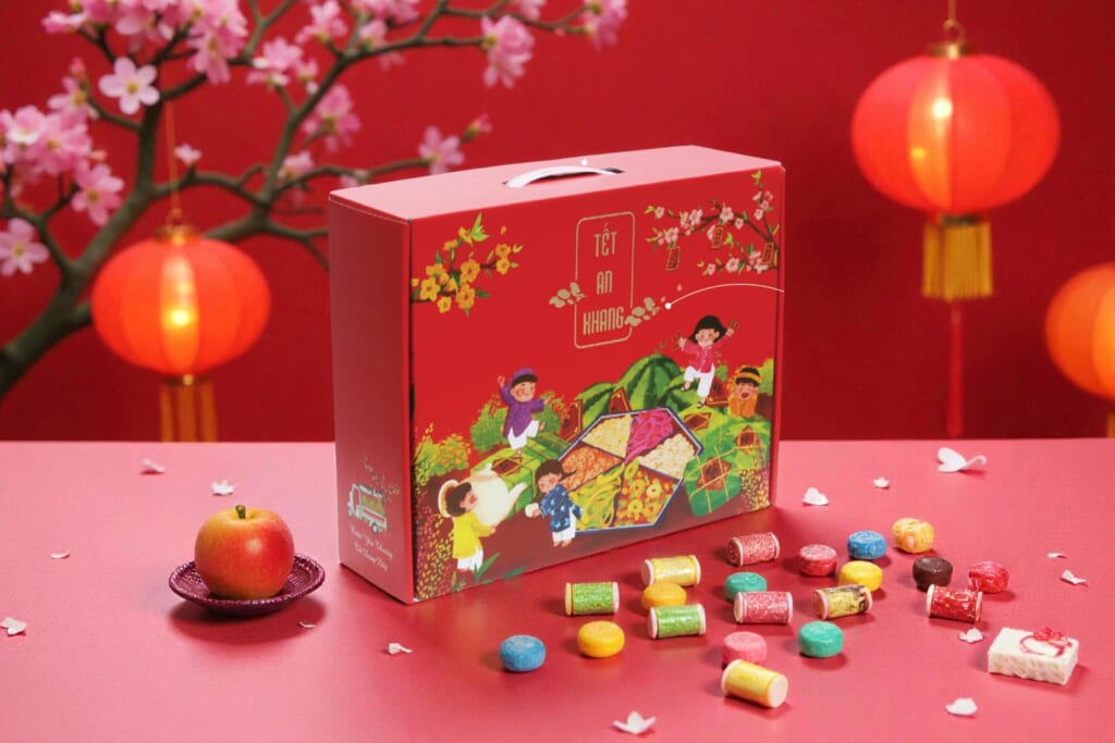 Hộp quà tết chất liệu carton sóng quy cách hộp tay sách