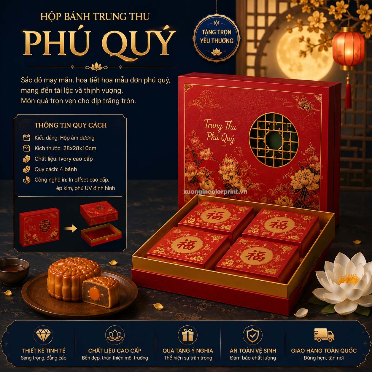 Mẫu carton lạnh giấy đựng bánh trung thu